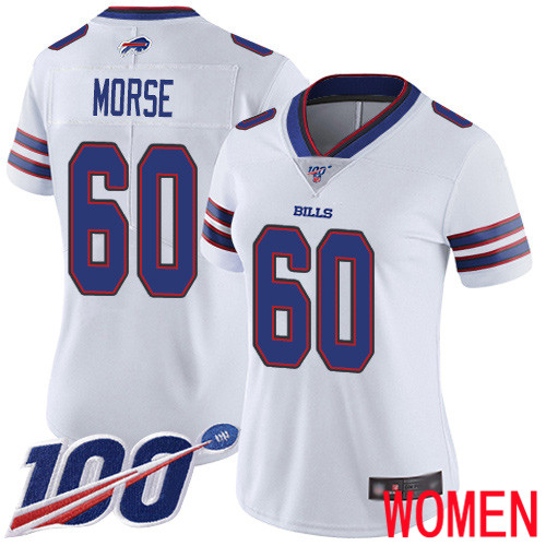 Women Buffalo Bills #60 Mitch Morse White Vapor Untouchable Limited Player 100th Season NFL Jersey->youth nfl jersey->Youth Jersey